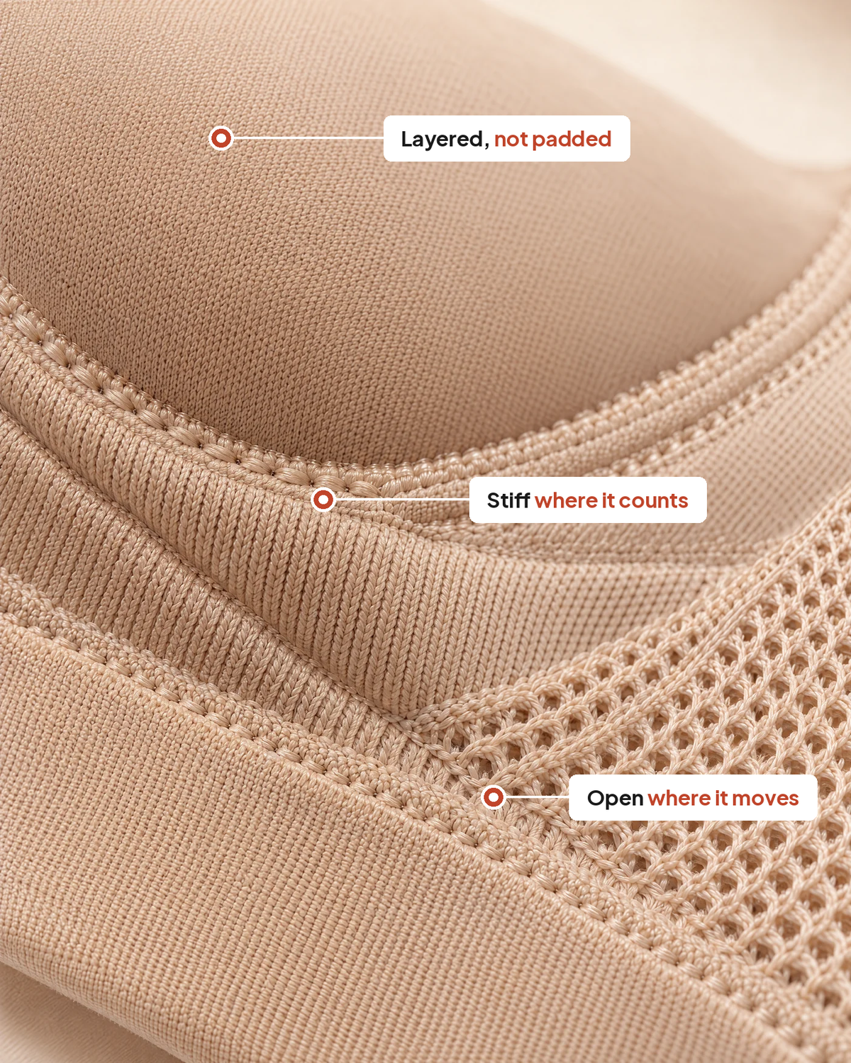 Three Melunawear wireless bras folded in a neat stack